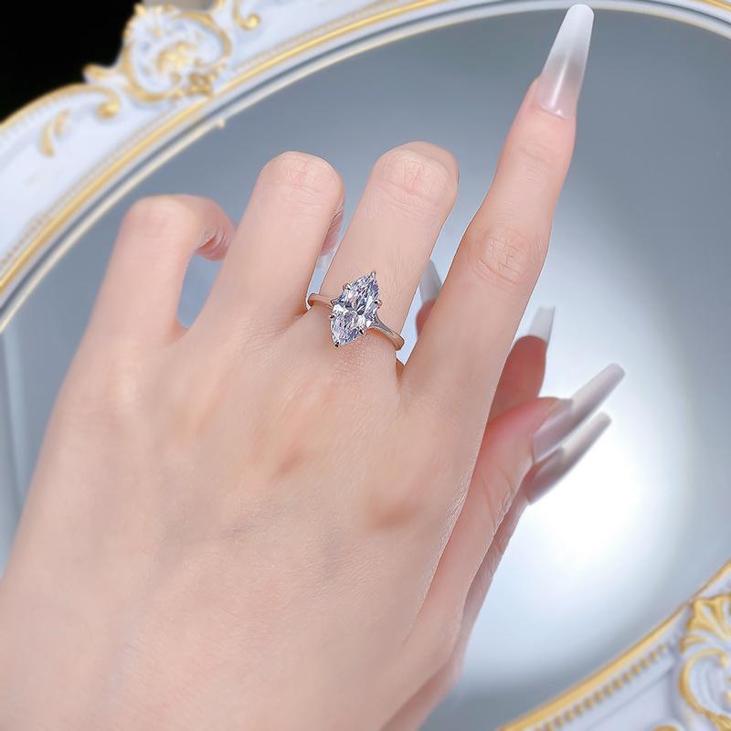 S925 Marquise Ring 7*14mm 6A Cubic Zirconia Ring Plain Circle fashion jewelry accessory woman girl promise ring-103(20%)