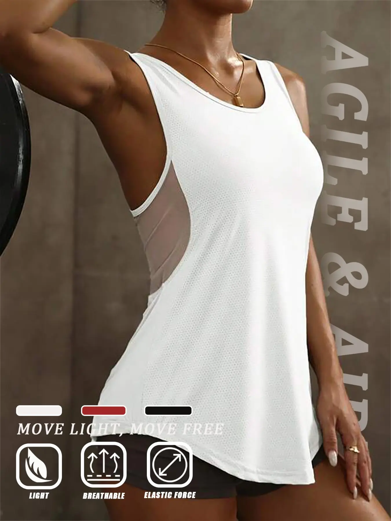 Women's Sporty Mesh Patchwork Training Tank Top, Breathable Comfortable Sleeveless Shirt, Ideal for Gym and Fitness, Sleeveless Workout Vest, Sports Tank Top