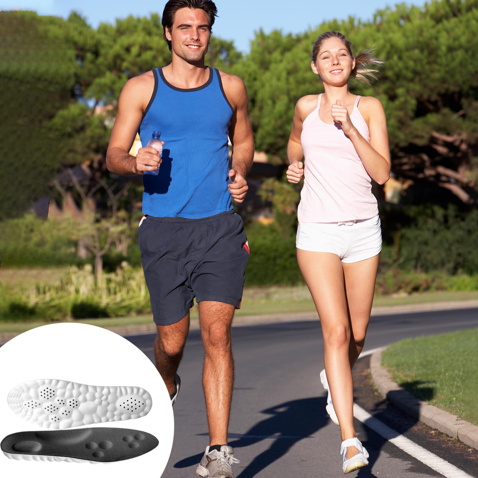 4D Cloud Tech Soles Insoles for Men Women, Super Soft Comfort Cloud Feeling Cushioning Insoles Memory Foam Arch Support Sole Inserts. (L Women 12-14.5 / Men 11-13.5)