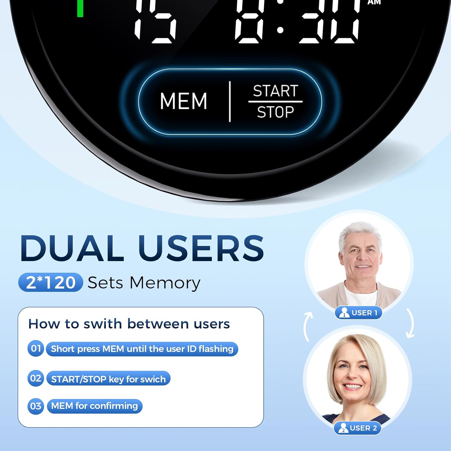 Blood Pressure Monitor Upper Arm Automatic Monitors for Home Use Adjustable 8.7"-16.5" Cuff Voice Broadcast Large Backlit Display 240 Sets Memory with Storage Bag