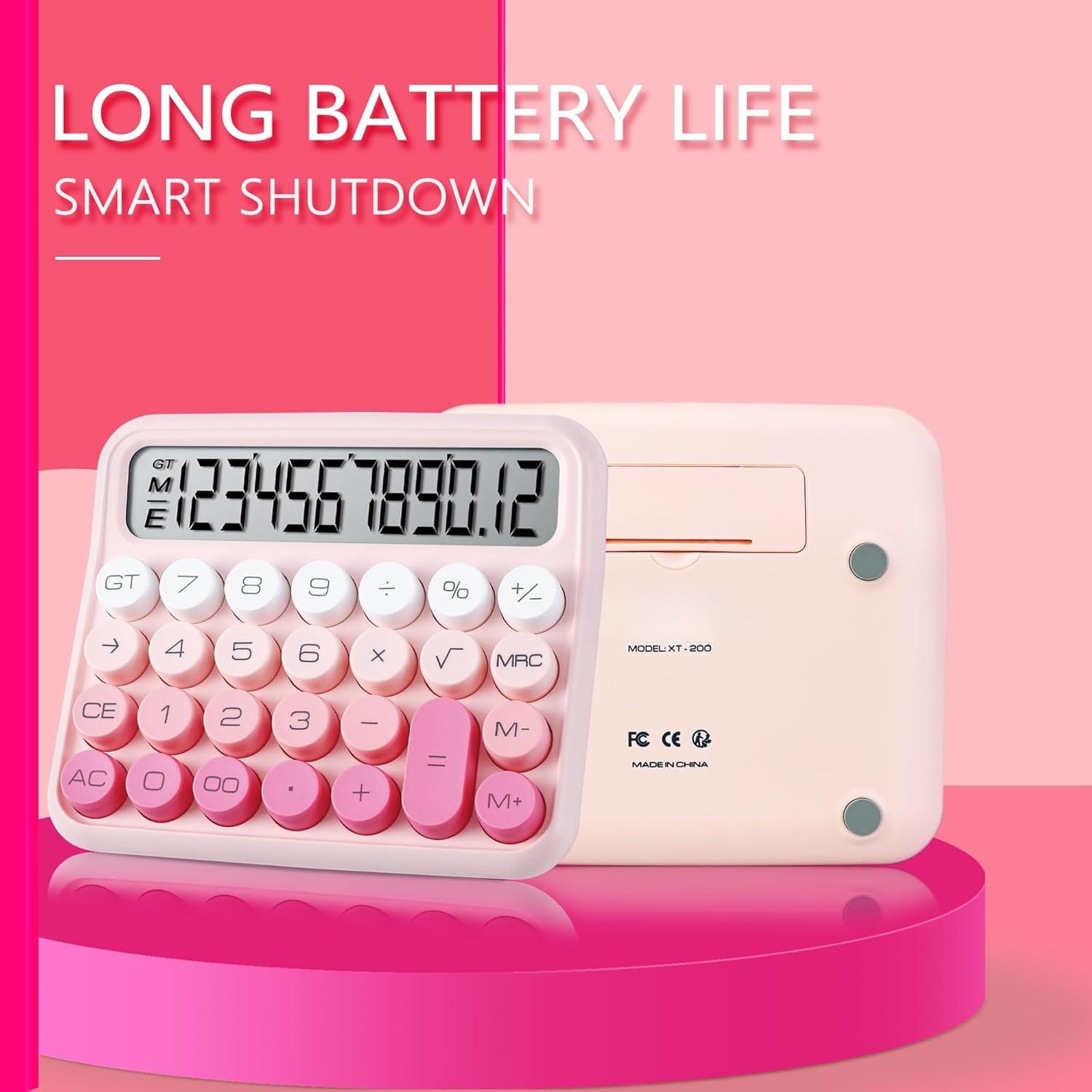 Mechanical  Calculator,Calculator Cute 12 Digit Large LCD Display and Buttons,Calculator with Large LCD Display  for Everyday Life and Basic Office Work.with