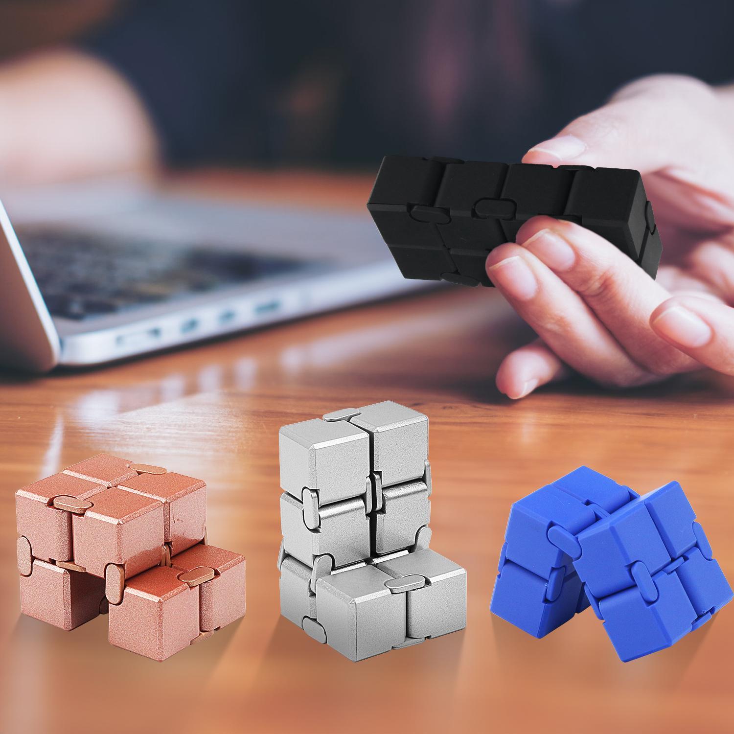 Infinite Cube Stress Relief Toy, Finger Fidget Tool, Pocket Size, Metal, Anxiety & Adhd Friendly, Durable Sensory Toy for Adults, Teens, Kids