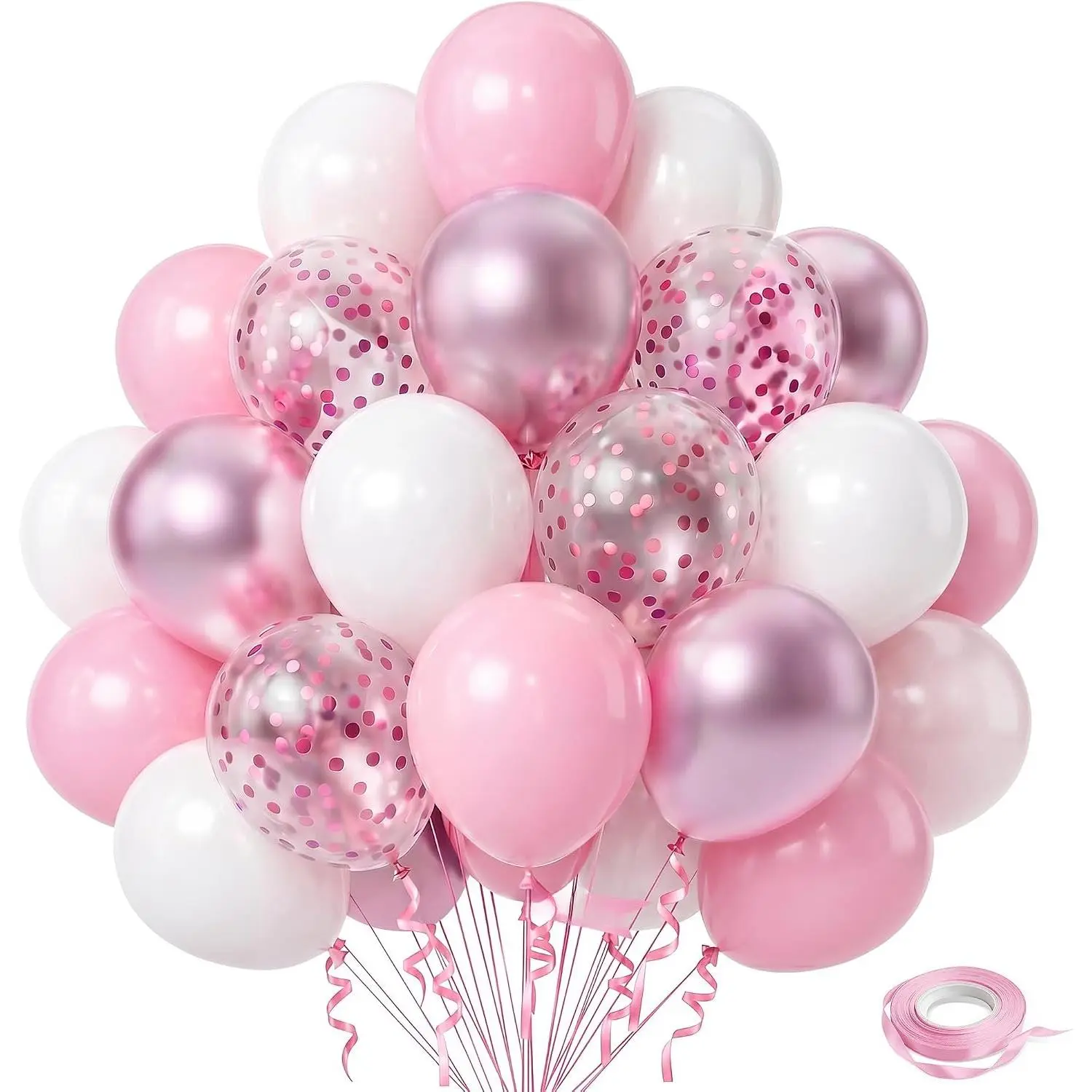 White Balloons, 60 count 12inch Latex  Balloons | Light  Metallic  and White Balloons for  Shower, Birthday, Anniversary, Graduation, Wedding  Decorations