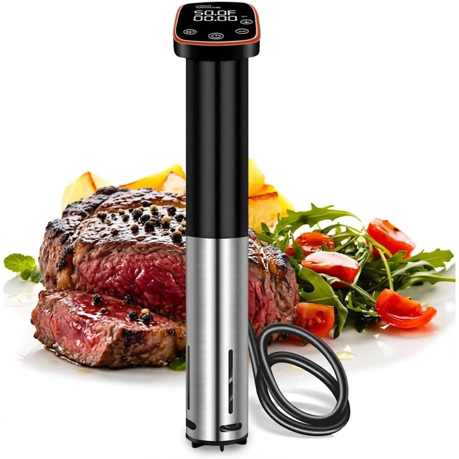 1100W Ultra-Quiet Sous Vide Cooker Immersion Circulator with Precise Touch Control Digital Timer Fast Heating IPX7 Waterproof for Steak and Tender Chicken