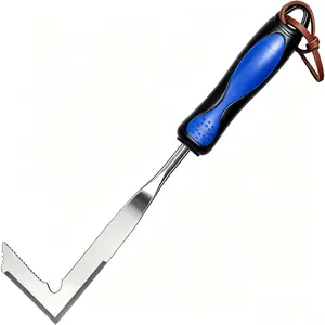 Crack Weeder Crevice Weeding Manual Stainless Steel Gardening Tool | L-shaped , razor- hardened, rust-resistant, comfortable handle, 38in, for sidewalk cracks, driveway gaps, edging