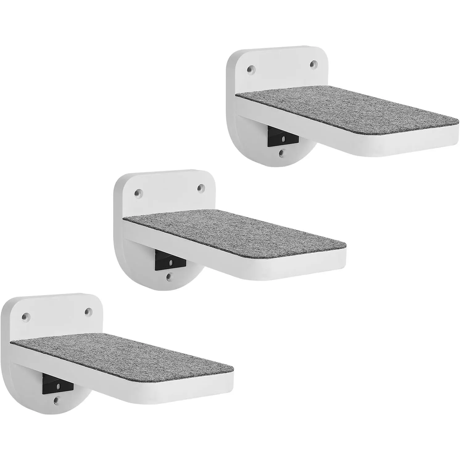 Set of 3 White Cat Wall Climbing Steps, Wall Mount Floating Shelves | Wooden Wall Mounted Cat Shelves & Perches, Indoor Kitty Climbing Stairs & Ladder, Can Holds up to 30lbs