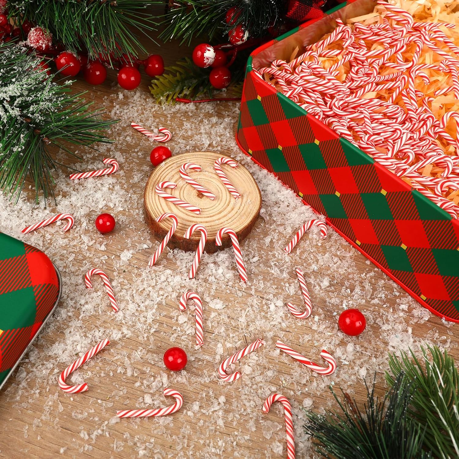 10/30/50Pcs Mini Candy Cane Christmas Decoration Red White Resin Candy DIY Crafts Xmas Pendant Navidad Home Decor 2025 New Year