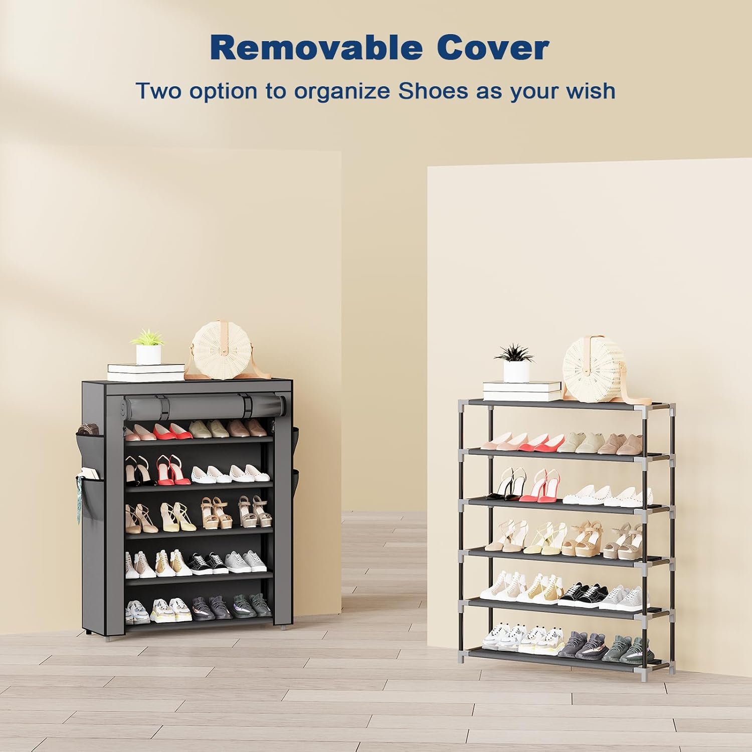 Multi-Layer Shoe Rack Assembly, Simple Dustproof Home Storage, Doorway Dormitory Rent House Indoor Shoes Organizer Standing Cabinet