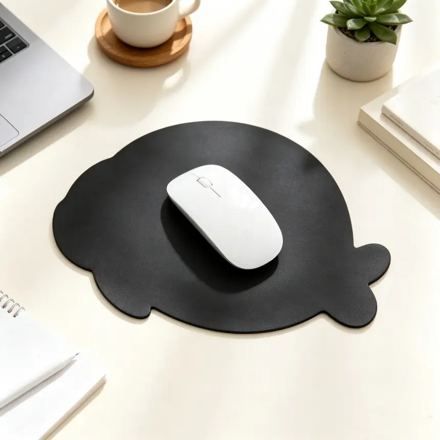 Seal Shape PU Leather Mouse Pad, Matte Finish Desk Mat, Non-Slip Small Table Pad, Office Desktop Decor, Home Office, Back-To-School, Gift