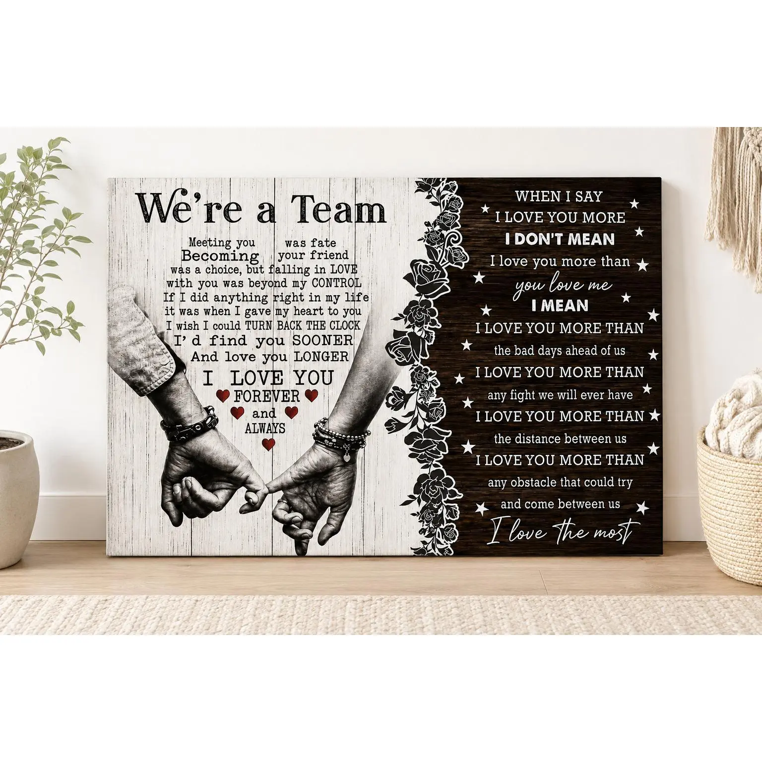 Personalized Couple Canvas Wall Art, Rustic Farmhouse Love Quote Poster Print, Romantic Bedroom Decor, Living Room Wall Decor, Anniversary Gift, Aesthetic Poster, Office Wall Art, Wedding Gift, Canvas Print Decor