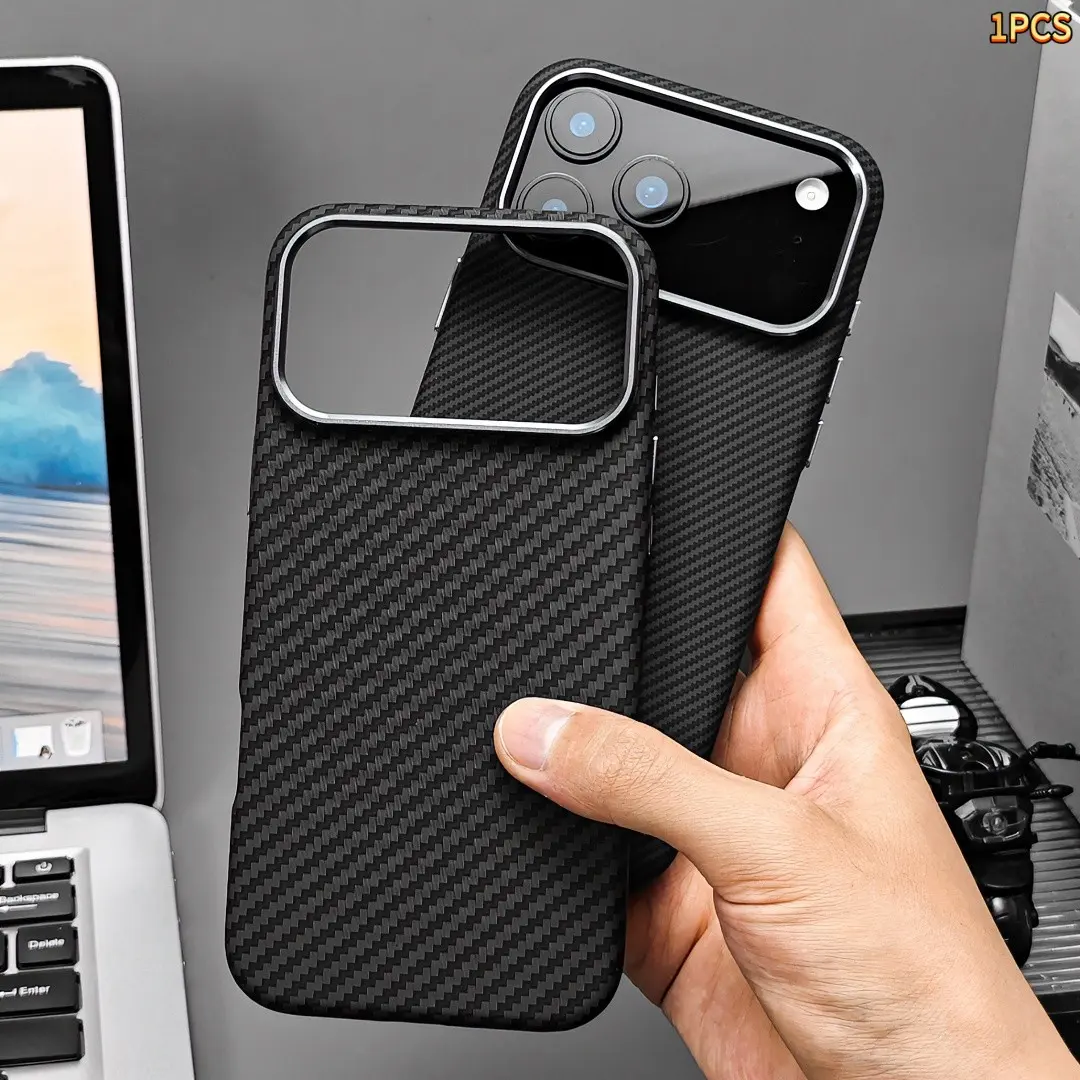 Ultra-Thin Matte Carbon Fiber Texture Aramid Kevlar Phone Case for iPhone 17 Pro Max, Full Coverage Protective Cover Compatible with iPhone 17 Pro / 17 Air / 16 Pro Max / 15 Pro Max / 14 Plus / 13 / 12, 1200D Bare-Machine Feel, Anti-Yellowing, Accessories