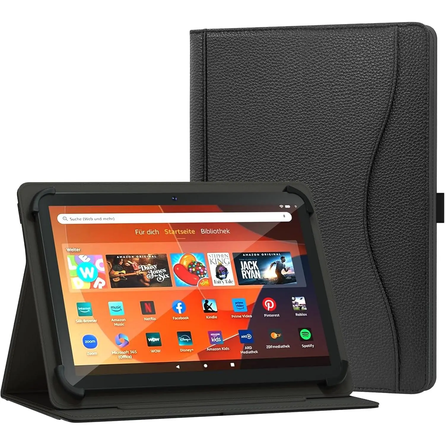 10 inch Tablet Case for Android 16 15 Tablet | Android 10.1 11 inch Tablet Case, Multi-Angle Viewing Stand Cover with Pocket, Black