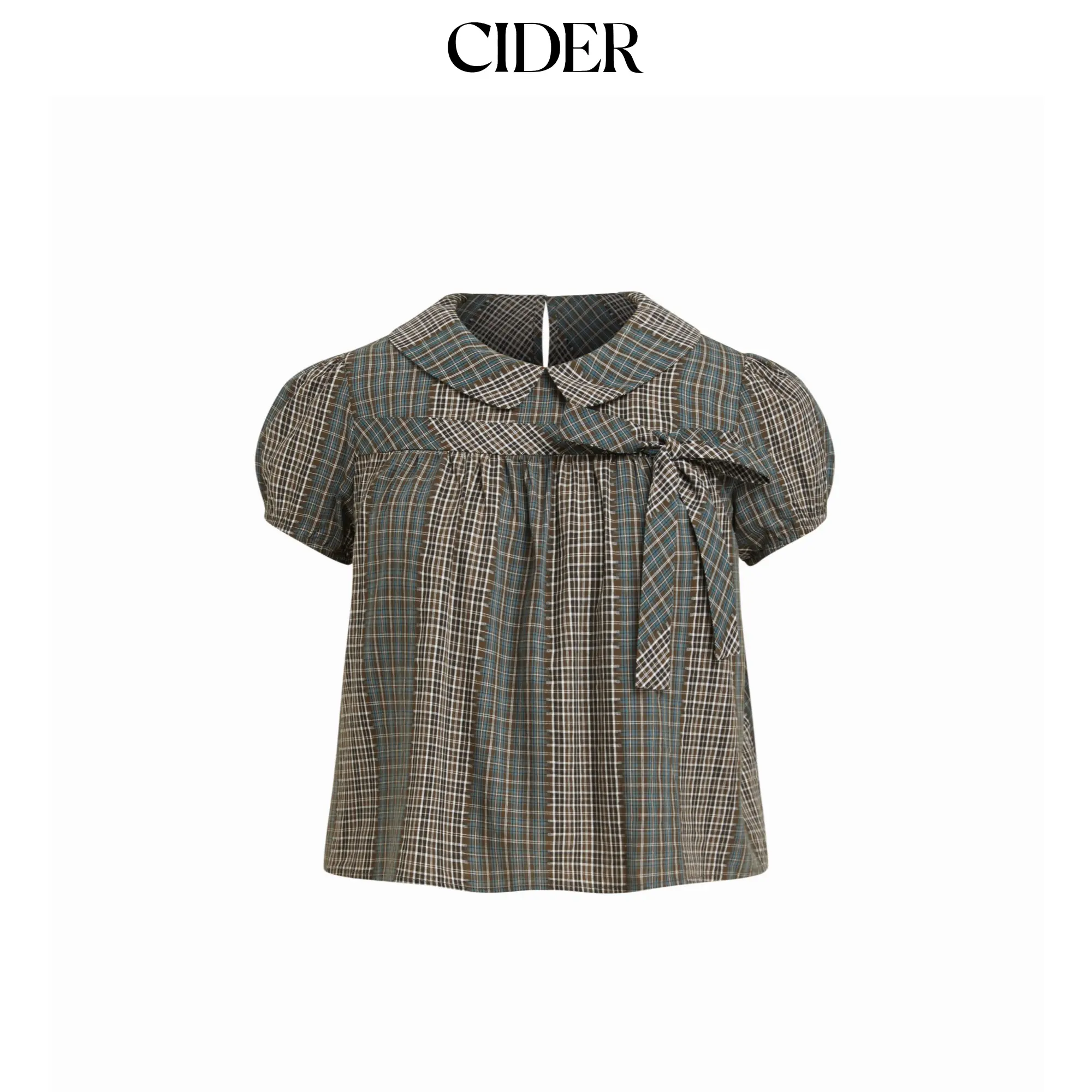 Cider Peter Pan Collar Check Bowknot Oversized Blouse Curve & Plus SummerFinds