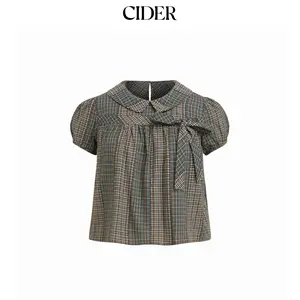 Cider Peter Pan Collar Check Bowknot Oversized Blouse Curve & Plus SummerFinds