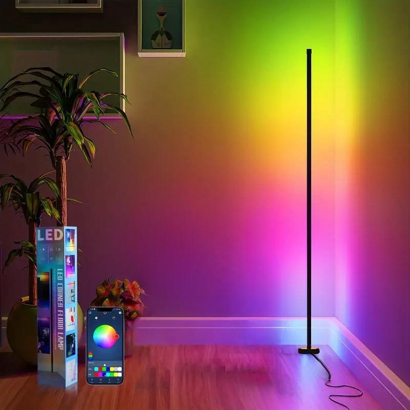RGB Corner Floor Light, APP Control Color Changing Corner Light, Music Sync Modern Floor Light, Ambient Light for Living Room, Bedroom, Game Room, Smart