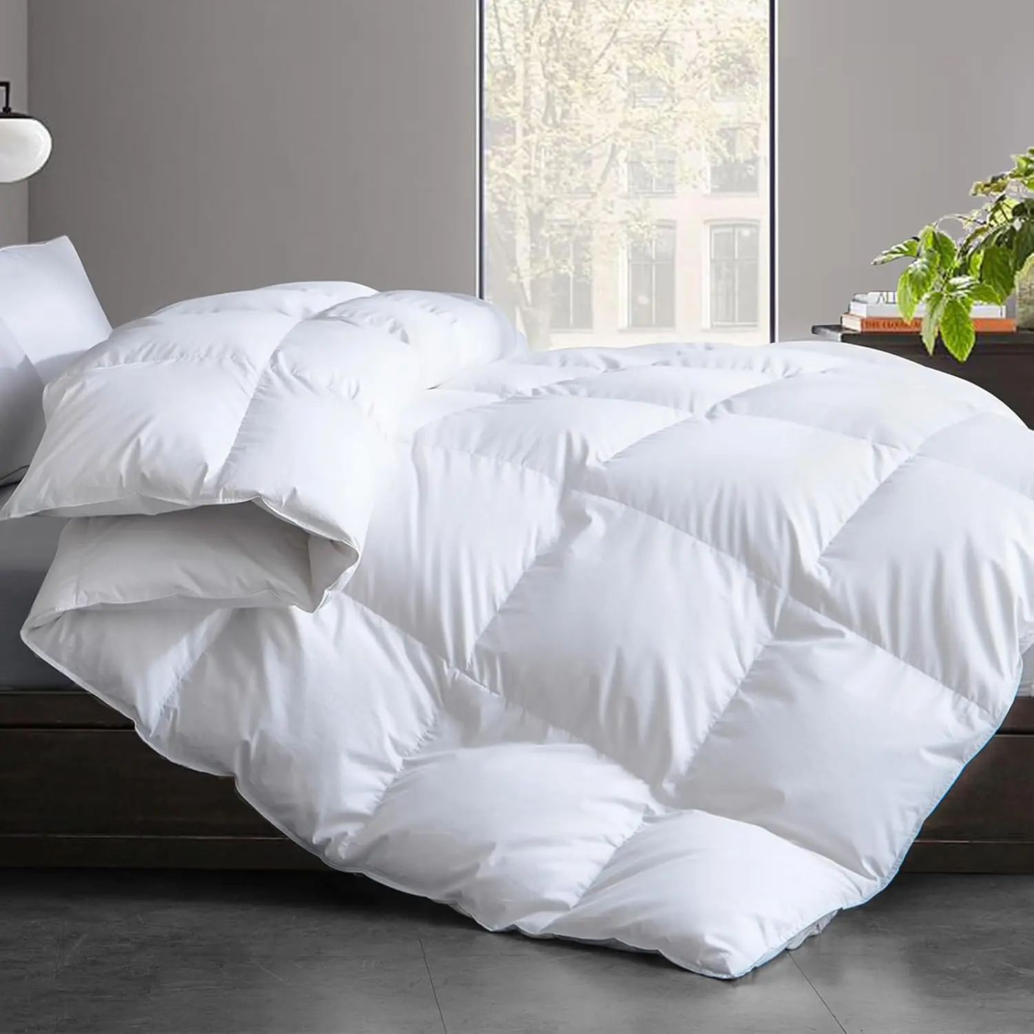 and Down Fiber Comforter Insert Queen,  Cotton Cover