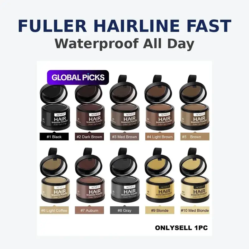 Aliver Hairline Powder, Natural Hair Fill-In & Coverage, Fuller Look, Long-Lasting & Waterproof, Hairline Shaping Powder, Suitable for Various Hair Colors, Hair Touch Up For Roots #GLOBAL PICKS