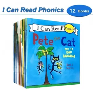 Pete the Cat I Can Read Phonics Natural Reading Book Set, 12 Books for Early Learning, English Language Development