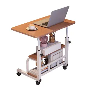 Adjustable Height Rolling Standing Desk Mobile Portable Computer Table with Wheels Small Sit Stand Up Desk with Storage Shelves for Home Office School