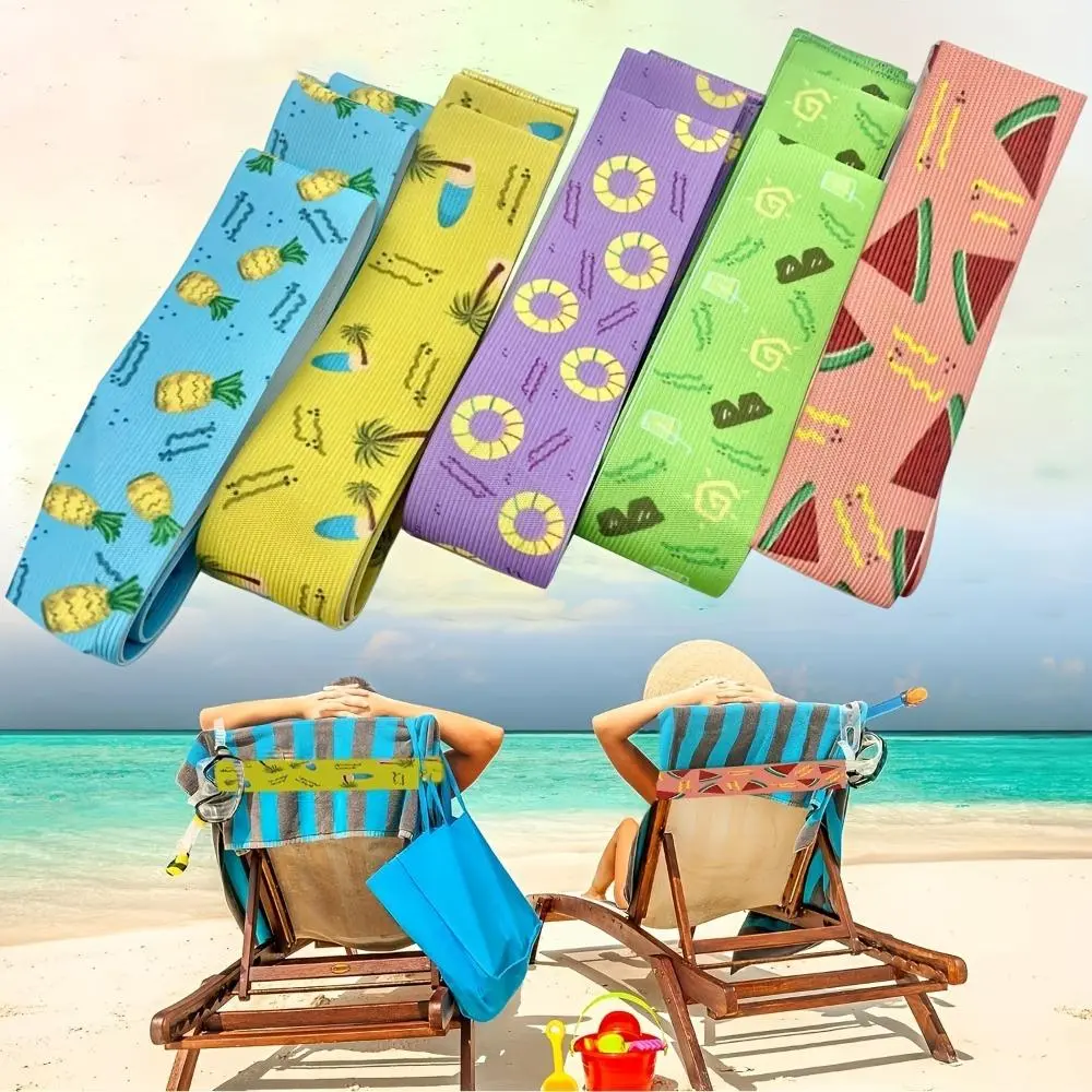 5Pcs Tropical Print Elastic Beach Towel Bands, Portable Stretch Towel Holder Straps for Beach Lounge Chair Pool Cruise, Windproof Towel Securing Strap Summer Vacation Accessories