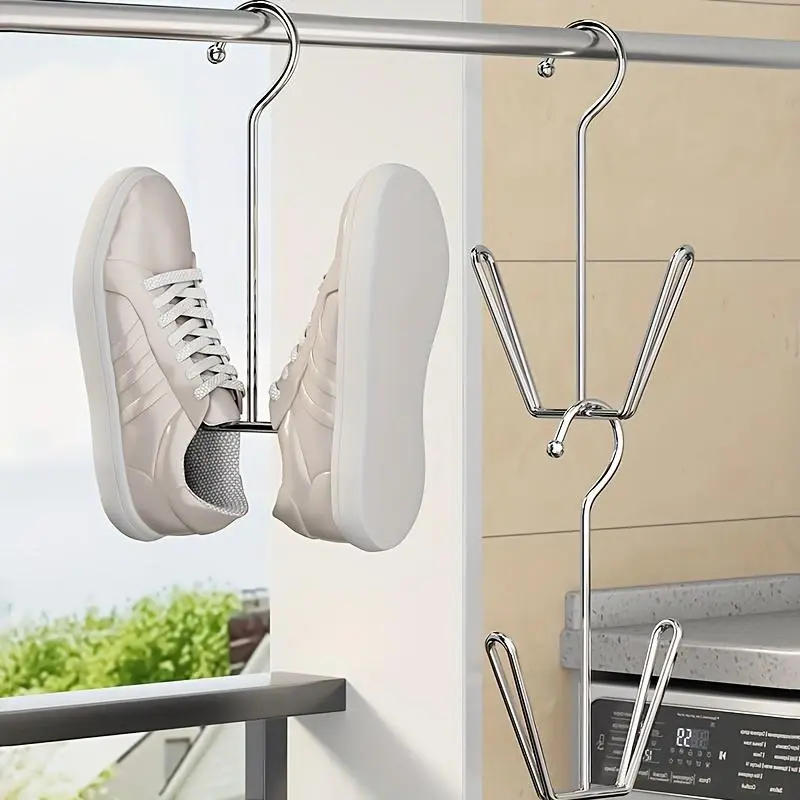 1pc Durable Stainless Steel Shoe Rack Hanger - Space-Saving Metal Storage Hook for Coats, Hats & Slippers, Perfect for Indoor & Outdoor Use, Entryway Organizer | Sleek Metal Design | Stainless Steel Construction, Shoe Storage Organizer