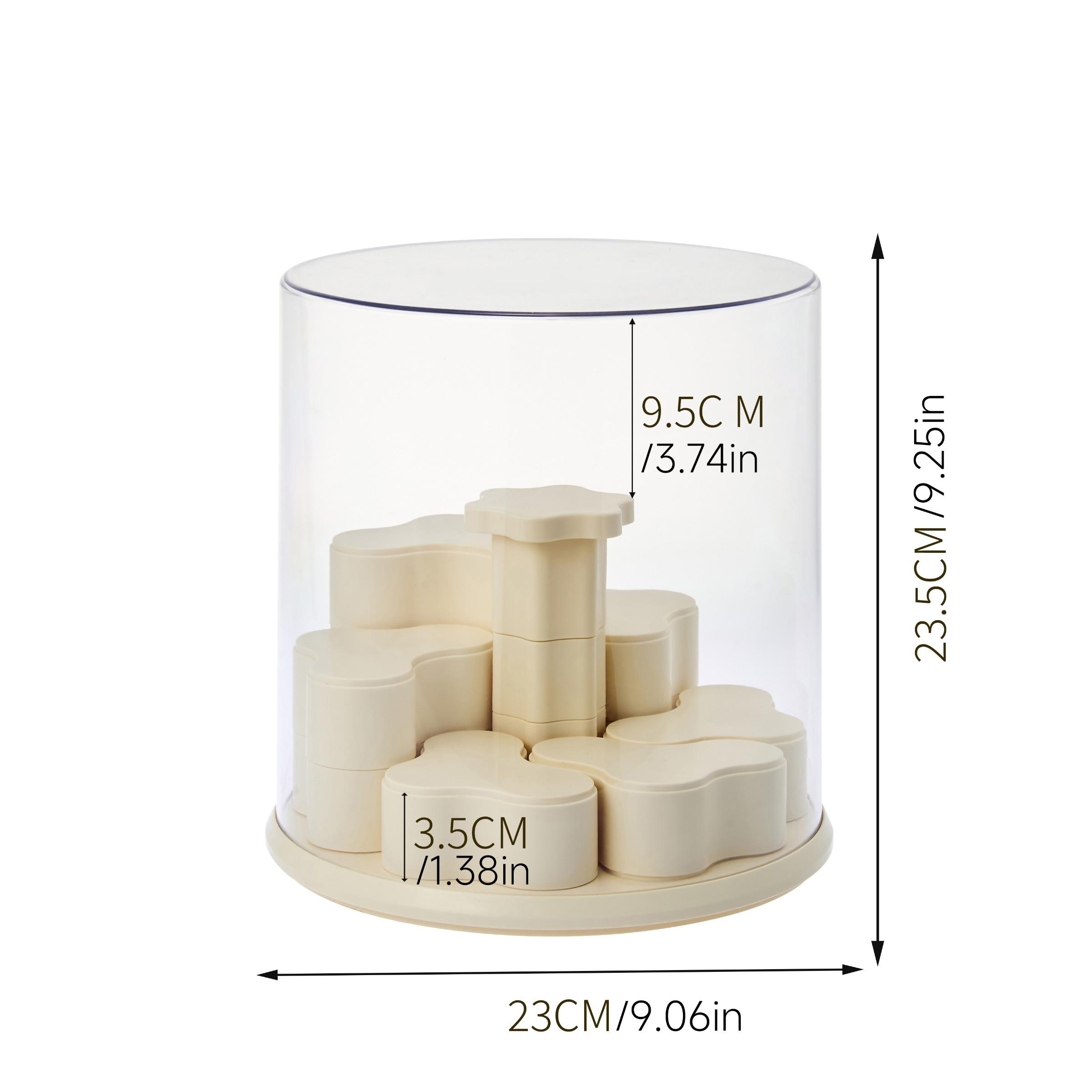 Figurine Display Storage Box with Rotating Base, Transparent Dust Cover, Stackable Cabinet for Pop Mart Labubu Figures, Watches & Jewelry