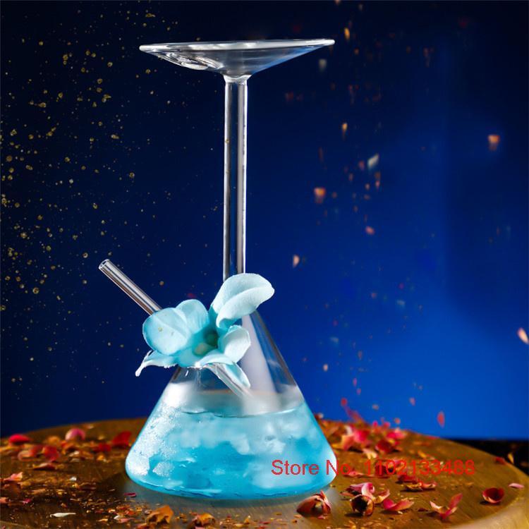 Creative Glass Cup Upside Down Martini Cocktail Glasses Restaurant Cuisine Sashimi Dry Ice Container Leisure Bar Cold Drink Cup