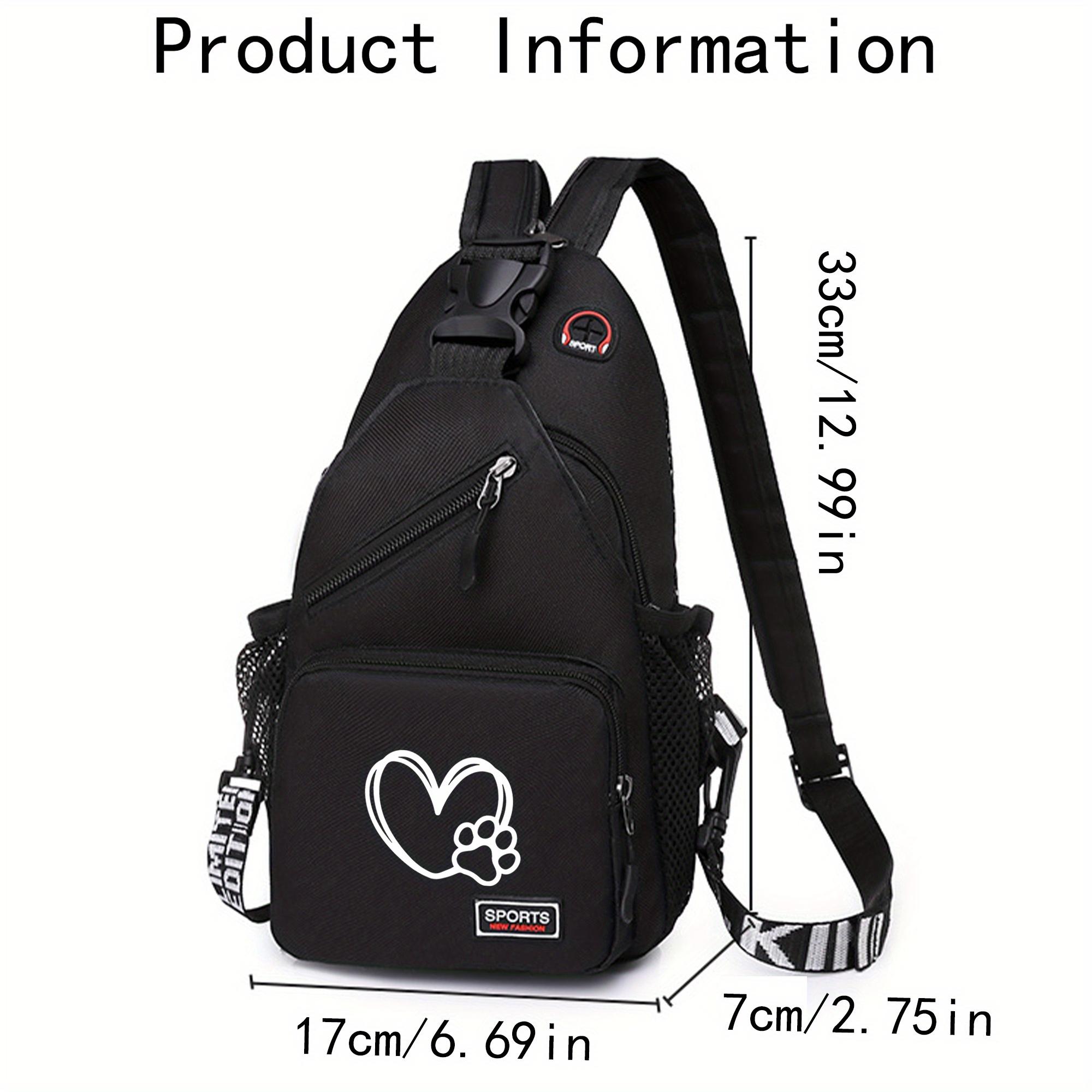 A heart-shaped paw design waist bag, multifunctional large-capacity crossbody bag, casual outdoor sports chest bag, very suitable for outdoor travel and work