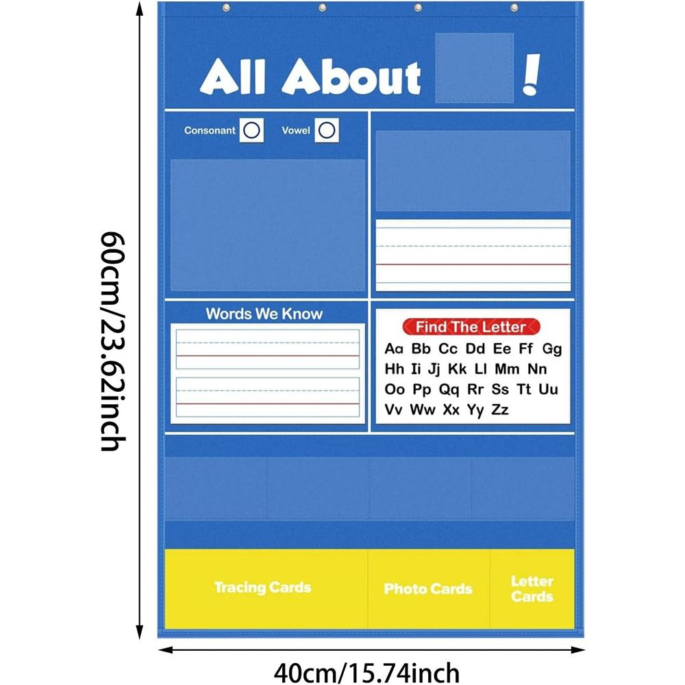 Alphabet Learning Pocket Chart, Letter Recognition Tool, Classroom Wall Chart Supports Early Literacy/Interactive Homeschool Aid for Kindergarten