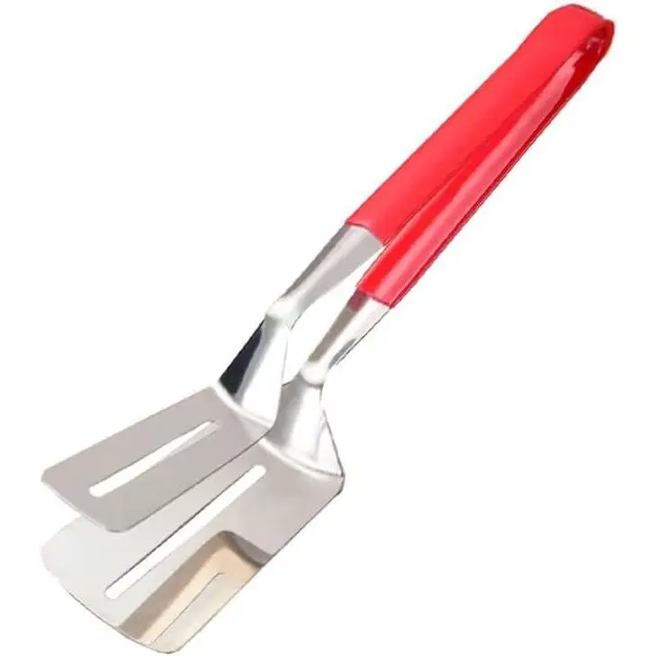 Anti-Scald Extended Handle Spatula Tongs, 12 Inch Multifunctional Stainless Steel Cooking Tongs  Flip Shovel Clamp for Steak Fish Bread Hamburger BBQ Frying Pancake Pies Pizza