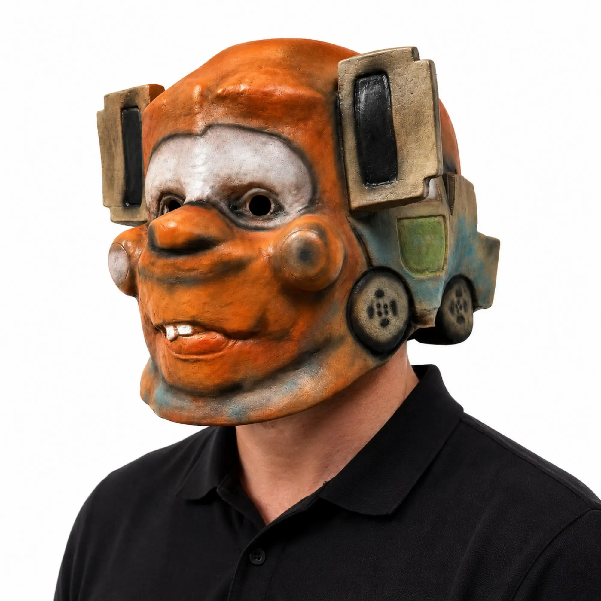 Funny Rusty Tow Truck Latex Mask, Cartoon Creepy Goofy Buck Teeth, Full Head Mask for Halloween, Cosplay, Carnival, Adult Party Props