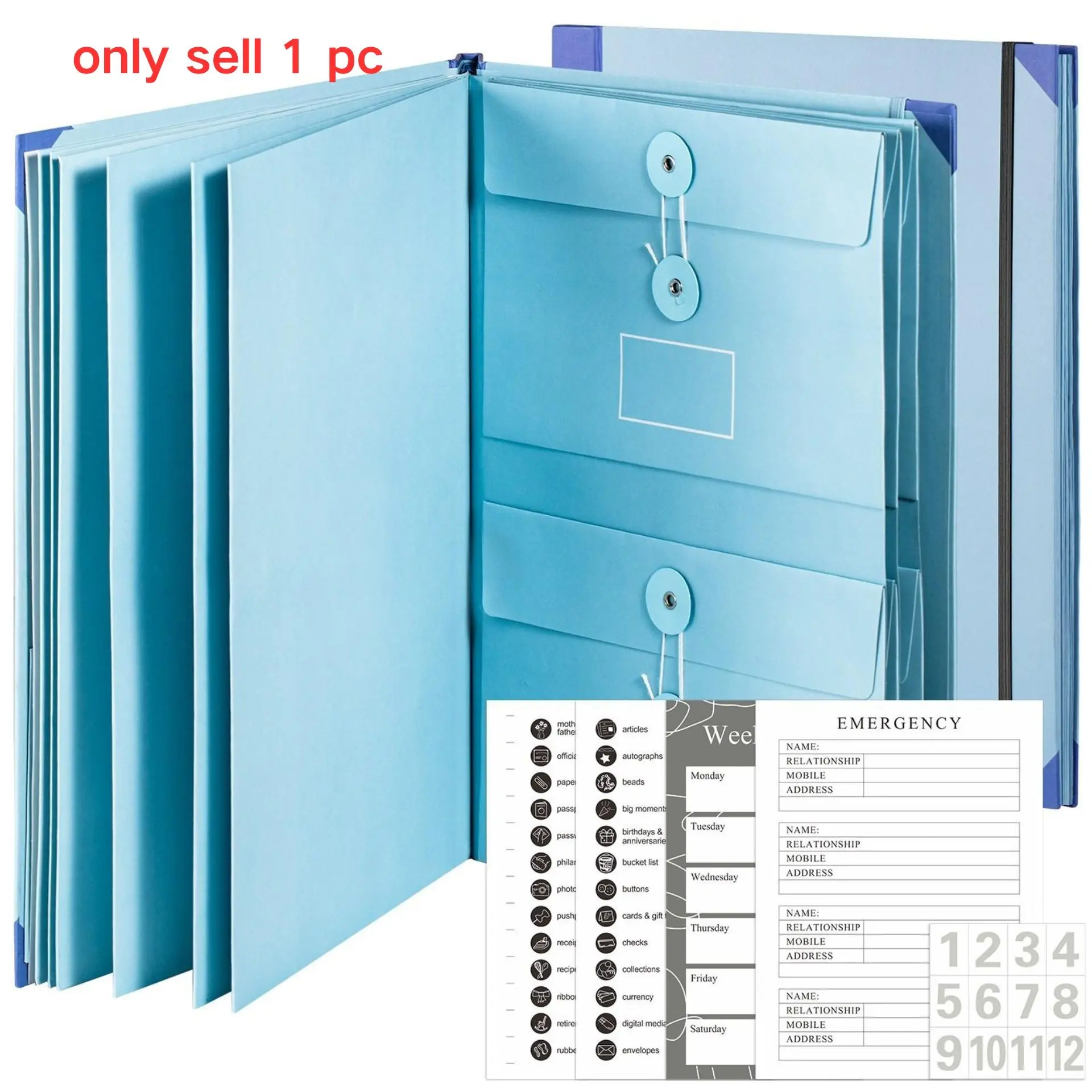 Foldable Envelope File Folder, Portable Document Organizer, Filing Folders