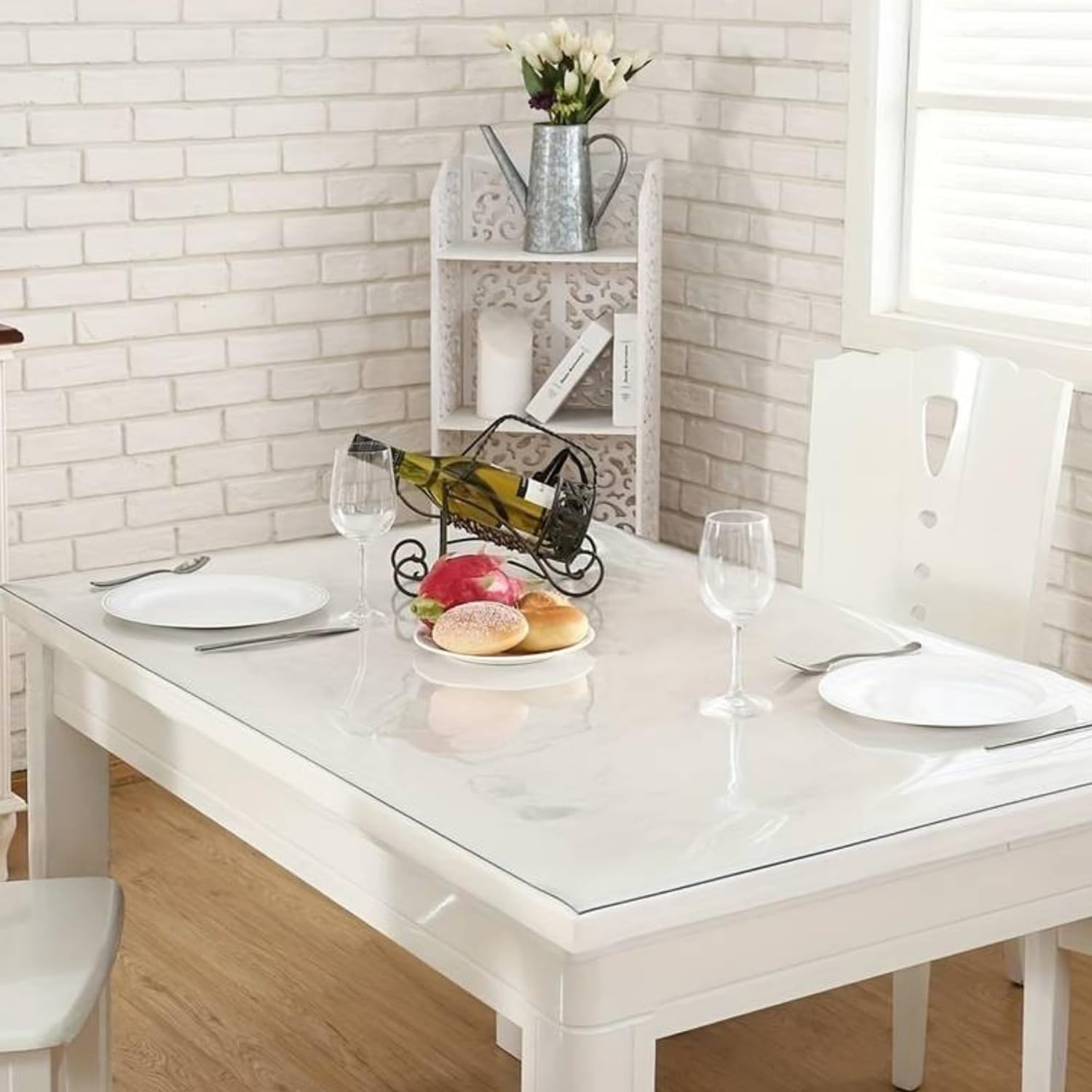 Ultra-flexible 1.5mm Transparent  white  table  cloth  Mat - Fold-resistant , Waterproof, Oil-proof, Heat-resistant up to 120℃, Environmentally friendly, Odorless, Easy to clean without leaving marks (for dining tables/desks/children's tables) tiktokshops