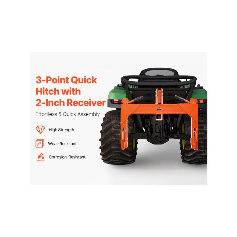 VEVOR 3-Point Quick Hitch with 2 in Receiver, 3000 Lbs Lift Capacity, 3-Pt Hitch with 5 Level Adjustable Bolt, Adaptation to Category 1 2 Tractor, Heavy Duty 3 Point Attachments, Orange