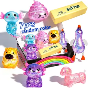 7pcs Maltose Shiny Soft Candy Toy Set, Slow Rising Sweet Potato Sensory Toy, Anxiety & Stress Relief, Creative Birthday Gift, Random Colors