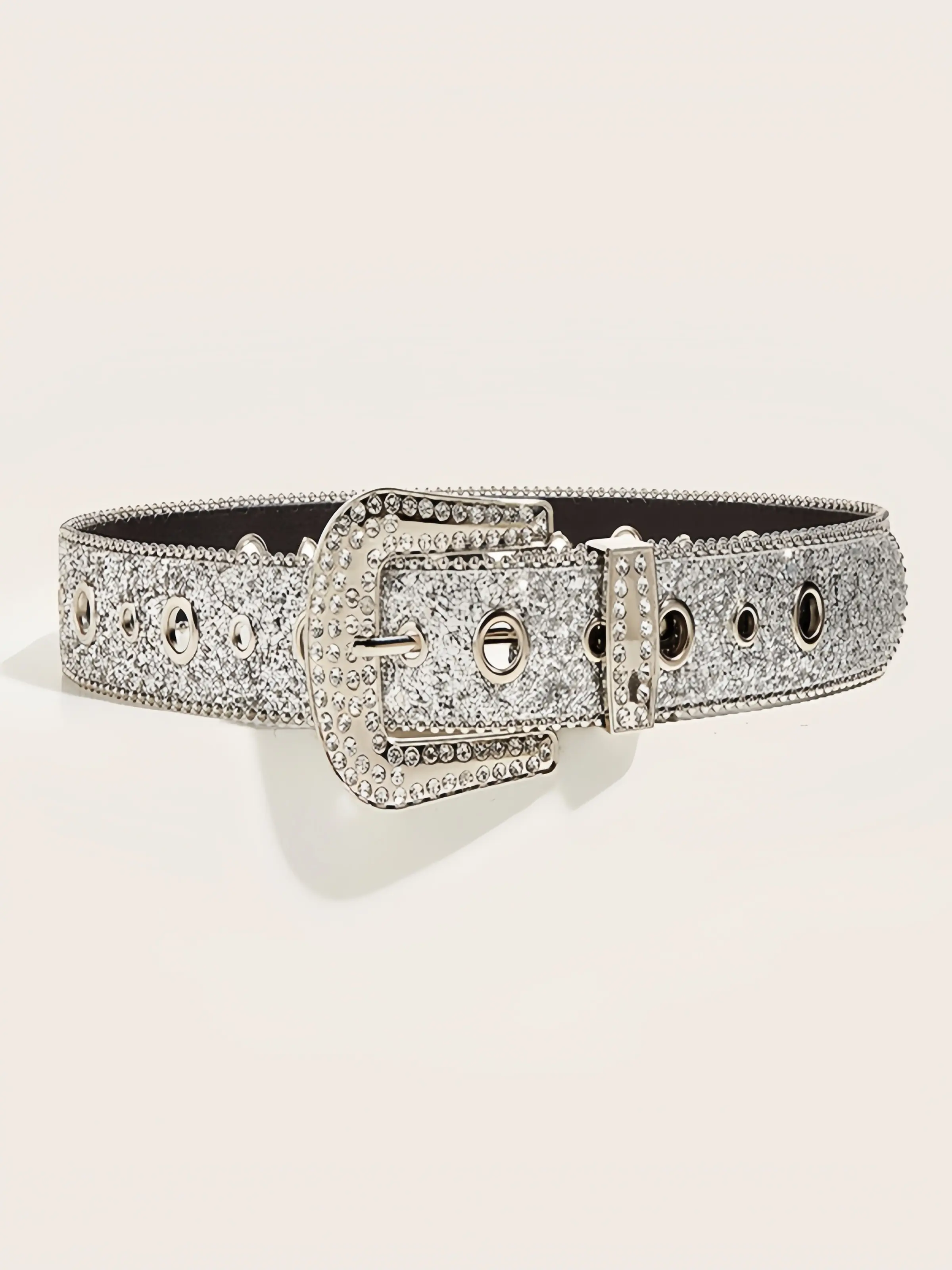Women's Rhinestone & Beaded Decorative Belt, European and American Style Heavy-Duty PU Belt with Fashionable Metal Buckle, Versatile Accessory for Jeans, Coats and Dresses, Exquisite Belt, Casual Belt, Trendy Belt, Fashion Belts, Rhinestone Decorated Belt