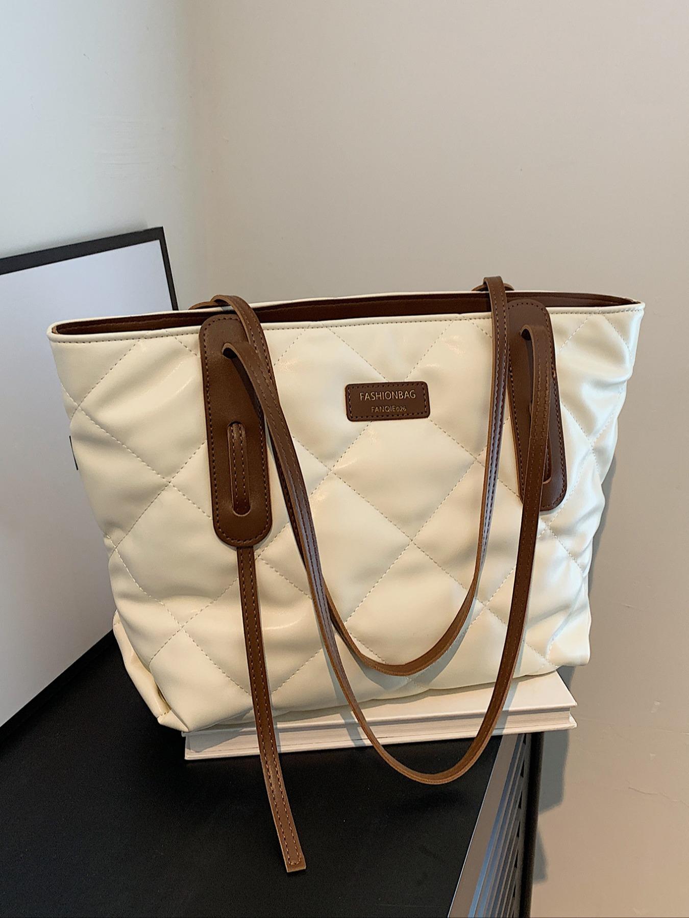 Women's Solid Color Design Tote Bag, Fashionable Large Capacity Shoulder Bag for Daily Life, Casual Trendy Versatile High-quality Daily Commuting Bag, Casual Commuter Bag