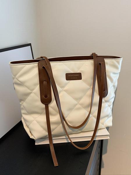 Women's Solid Color  Design Tote Bag, Fashionable Large Capacity Shoulder Bag for Daily Life, Casual Trendy Versatile High-quality Daily Commuting Bag, Fashionable Unique Bags