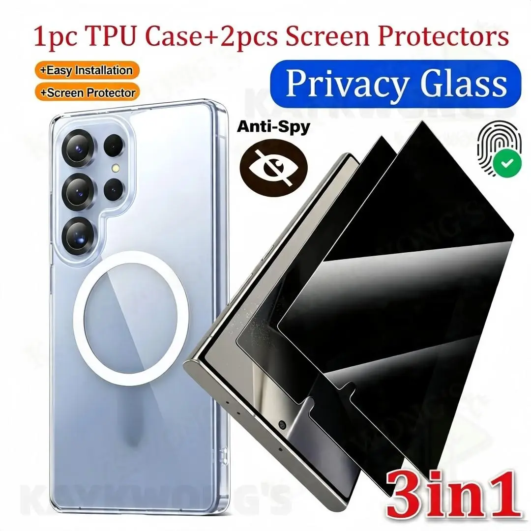 KAYKWONG'S [1+2 Pack] 1 Tpu Phone Case + 2 Privacy Screen Protectors for Samsung Galaxy S22/S22+/S23/S23+/S24/S24+/S24U/S25/S25+/S25U/S25Edge/S26/S26Plus/S26U , Easy Install, Durable, Scratch-Resistant, Secure Device Protection