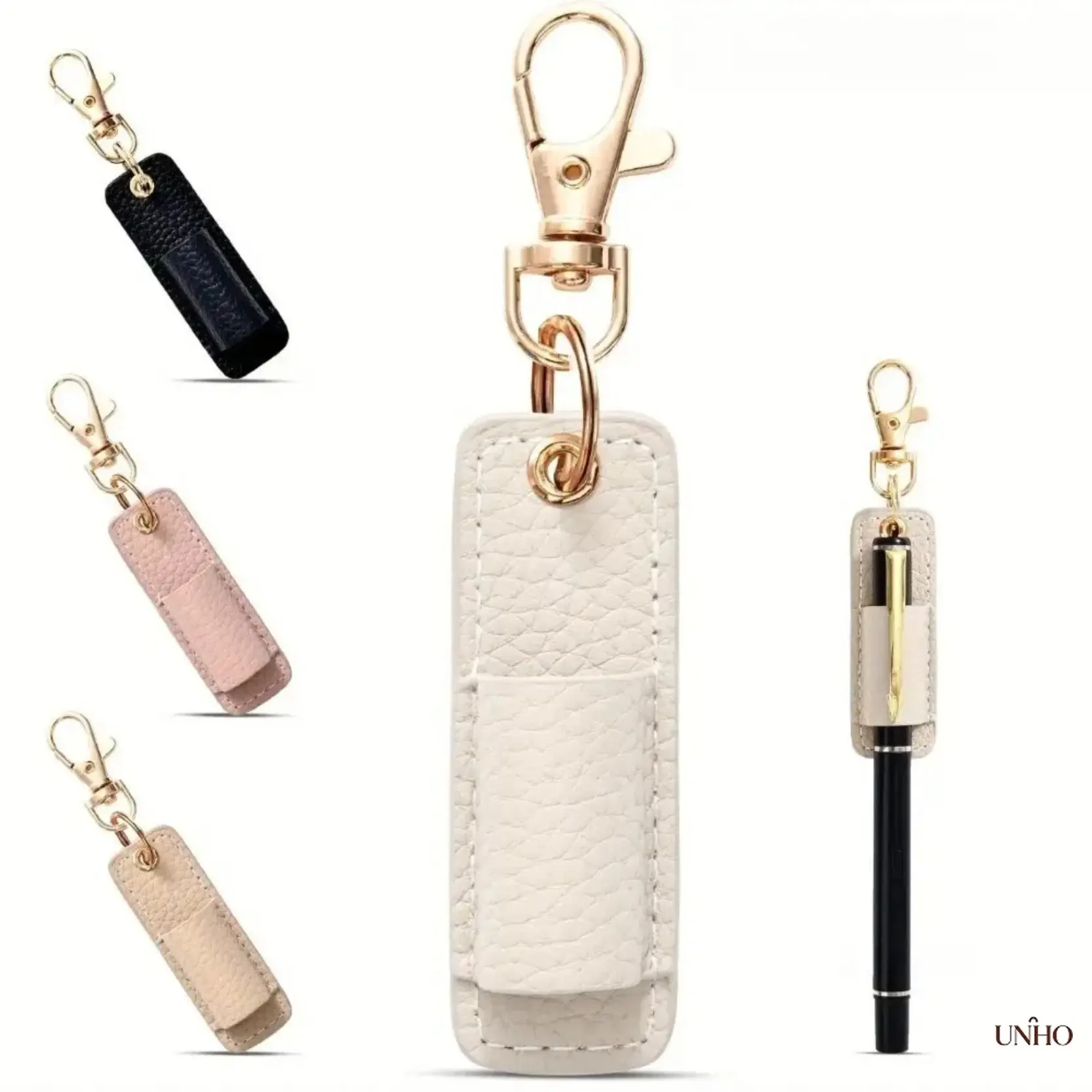 Multifunctional Faux Leather Mini Pen Holder With Badge Clip & Metal Buckle, 6.6*2.7cm Portable Pen Protector Pouch With Detachable Keychain Lanyard, Compact EDC Accessory Organizer For Office Stationery Daily Carry Small Gadget Storage And Outdoor Everyd