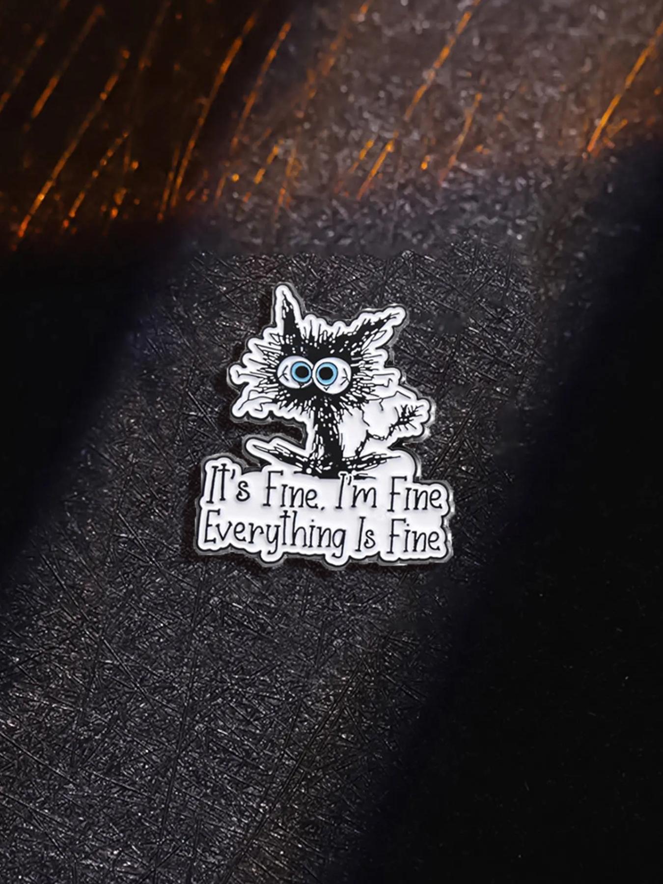 Cute Cartoon Cat Design Brooch, Summer Outfits 2024 Letter Pattern Enamel Pin, Trendy Cloth Accessories for Women & Men, Creative Gift