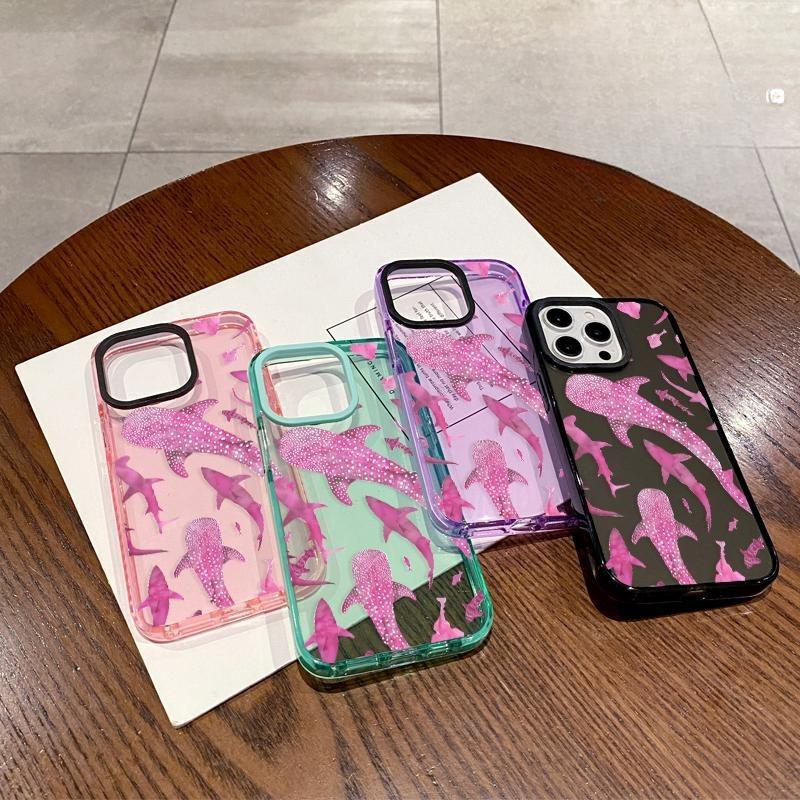 Phone case for iPhone 17 Pro Max 16 15 14 Plus 13 12 11 Air 11 Marine Life Ink Art Sharks Anti-Yellowing Shockproof durable ultra-thin Crystal Cover