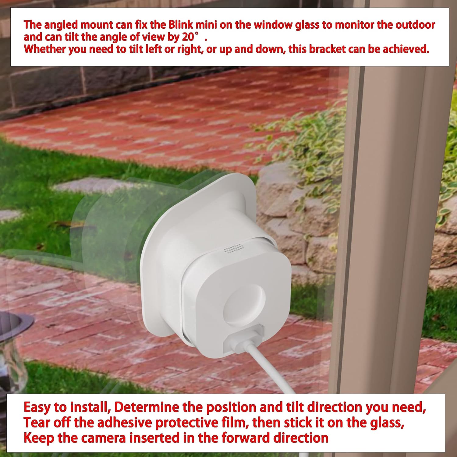 2 Pack Angled Window Mount Bracket for Blink Mini, 20 Degrees Tilt (Up/Down/Left/Right), Get Tilt Viewing Angle (Not Compatible with Blink mini 2)