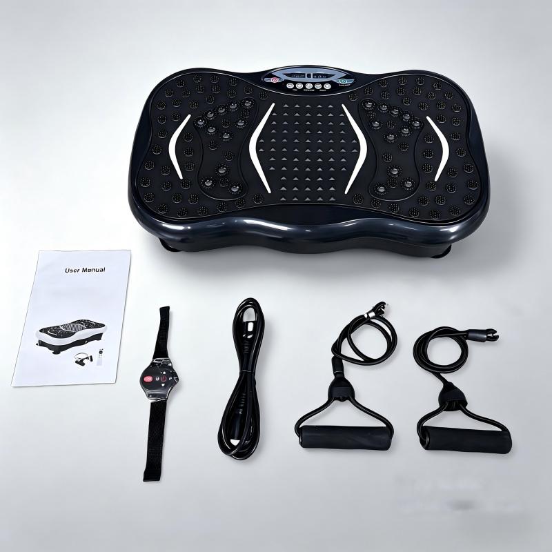 Vibration Plate Exercise  Board Full Body Workout Platform with Resistance Bands & Remote Control Sturdy Durable Frame Non-Slip Massage-Textured Surface 330 LBS Capacity