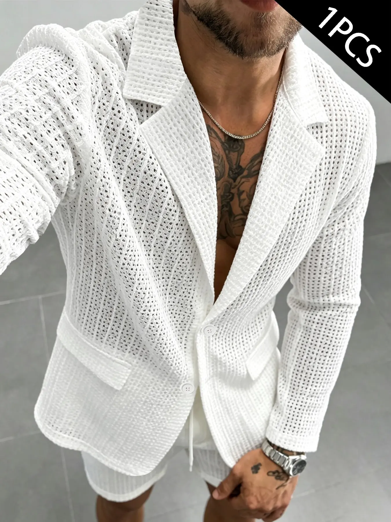 Men's Mesh Suit Jacket, Soft Textured Fabric, Classic Design, Casual and Refreshing, Perfect for Parties and Daily Wear