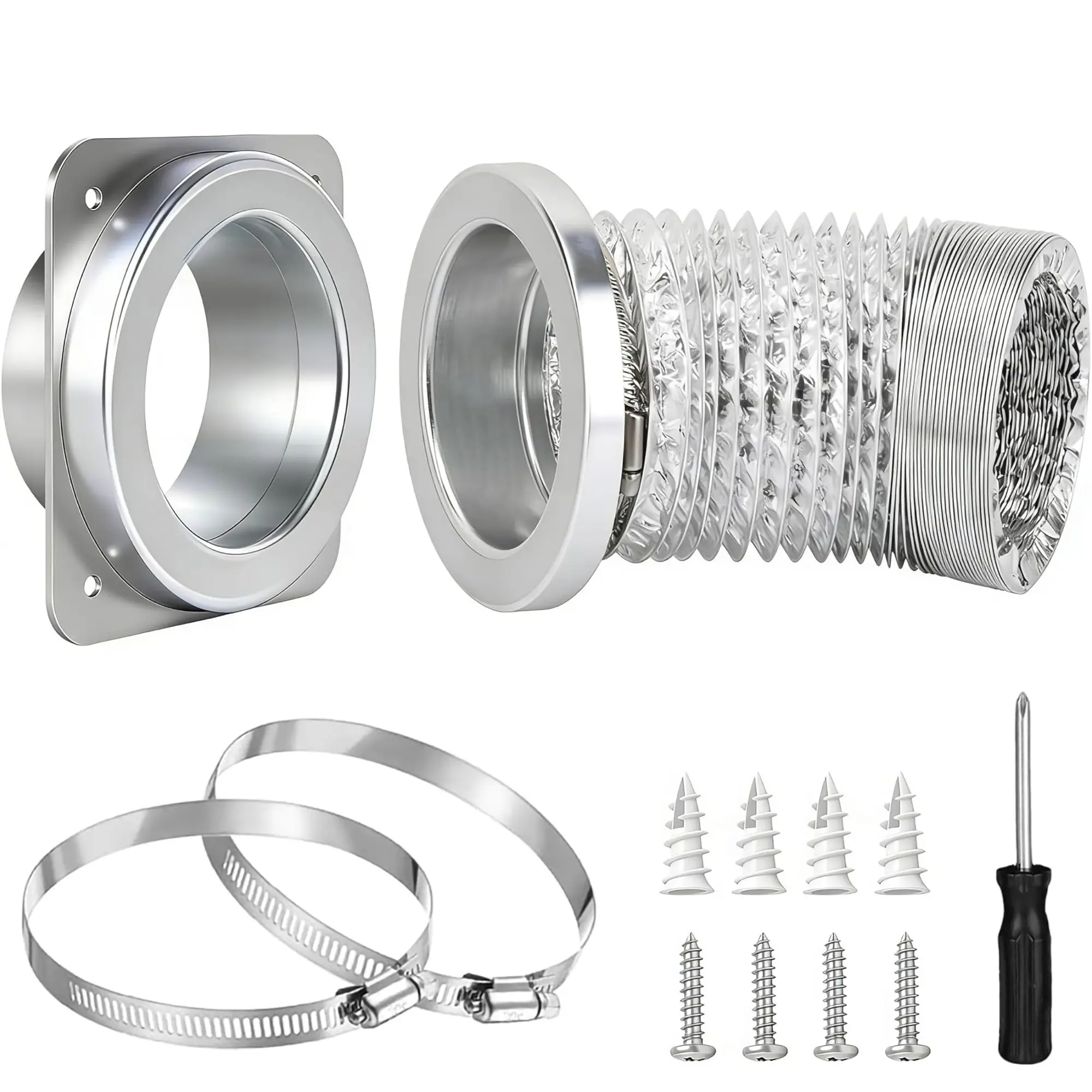 Magnetic Dryer Vent Coupler Kit, Model DV180, Airtight Seal, Easy-to-Clean Quick Connect, Includes 2.6-Foot 4-Inch Pipe and 2 Clamps, Replacement Parts