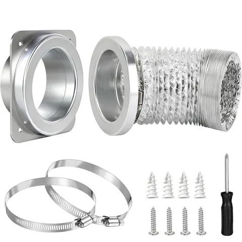 Magnetic Dryer Vent Coupler Kit, Model DV180, Airtight Seal, Easy-to-Clean Quick Connect, Includes 2.6-Foot 4-Inch Pipe and 2 Clamps, Replacement Parts