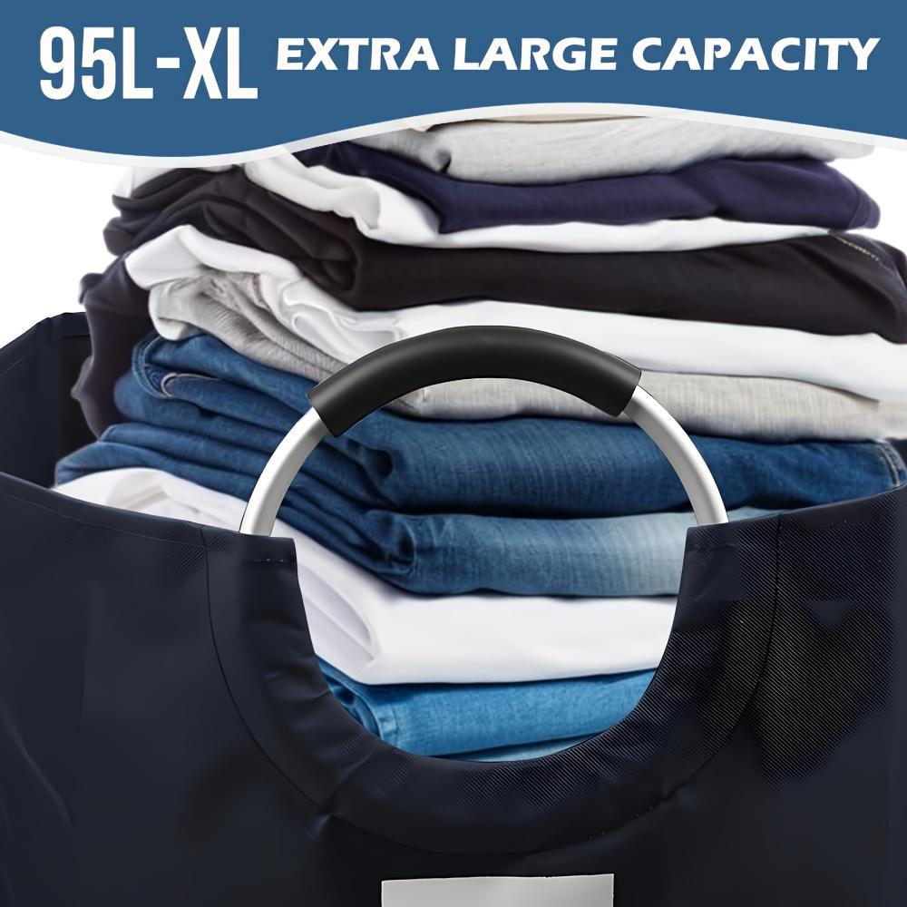 Extra Large Foldable Laundry Basket Hamper Bag (Aluminum Full Loop Handle) - Tall Collapsible Fabric Clothes Bin for Bedroom, Bathroom, College Dorm Storage, Closet Organization & Washing (Space-Saving Design) Extra Large Foldable Laundry Basket Hamper Bag (Aluminum Full Loop Handle) - Tall Collapsible Fabric Clothes Bin for Bedroom, Bathroom, College Dorm Storage, Closet Organization & Washing (Space-Saving Design)