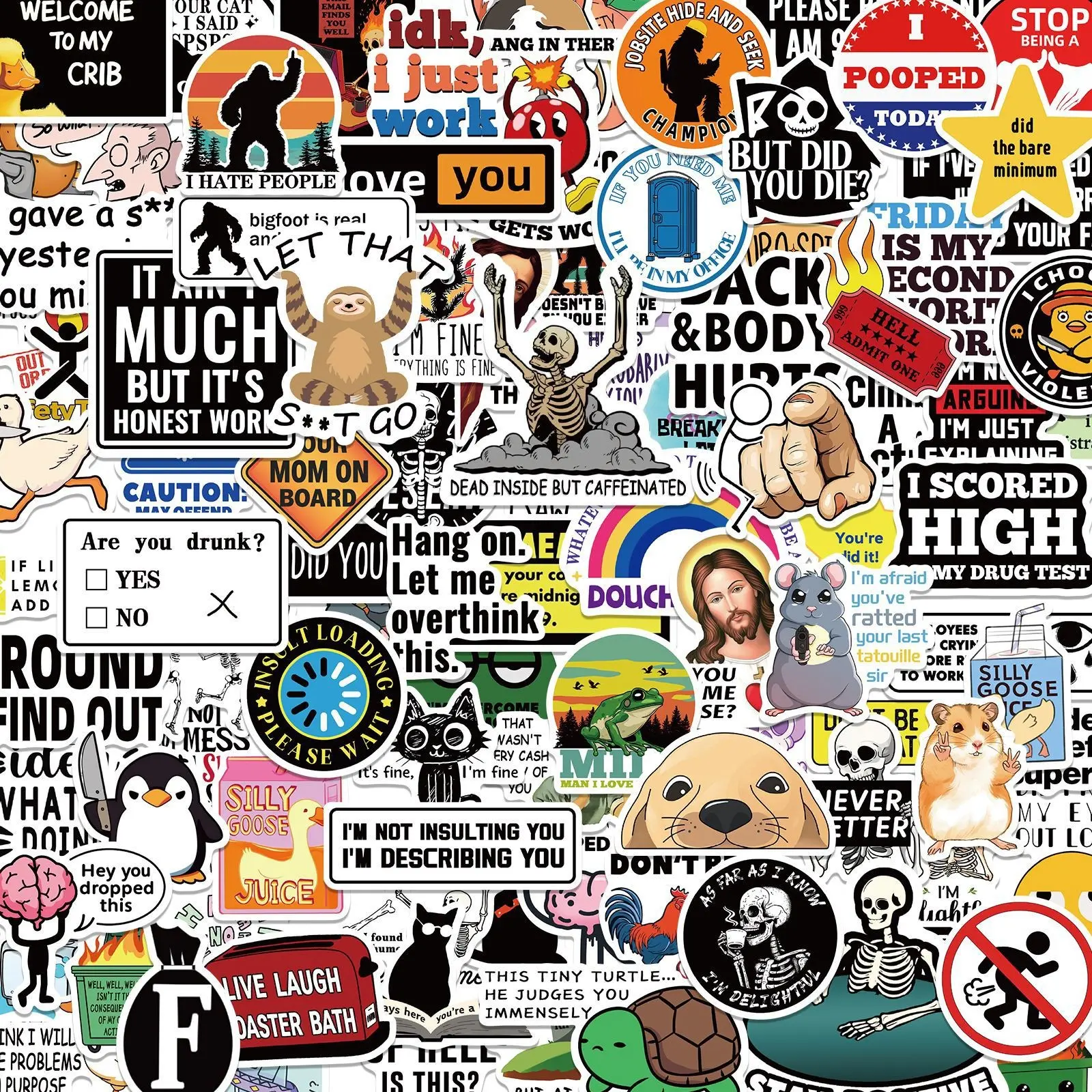 200 Funny Prank Meme Stickers, DIY Scrapbook Notebook Skateboard Decals, Fun Graffiti Stickers for Creative Projects, Printed Design, Funny Stickers Pack