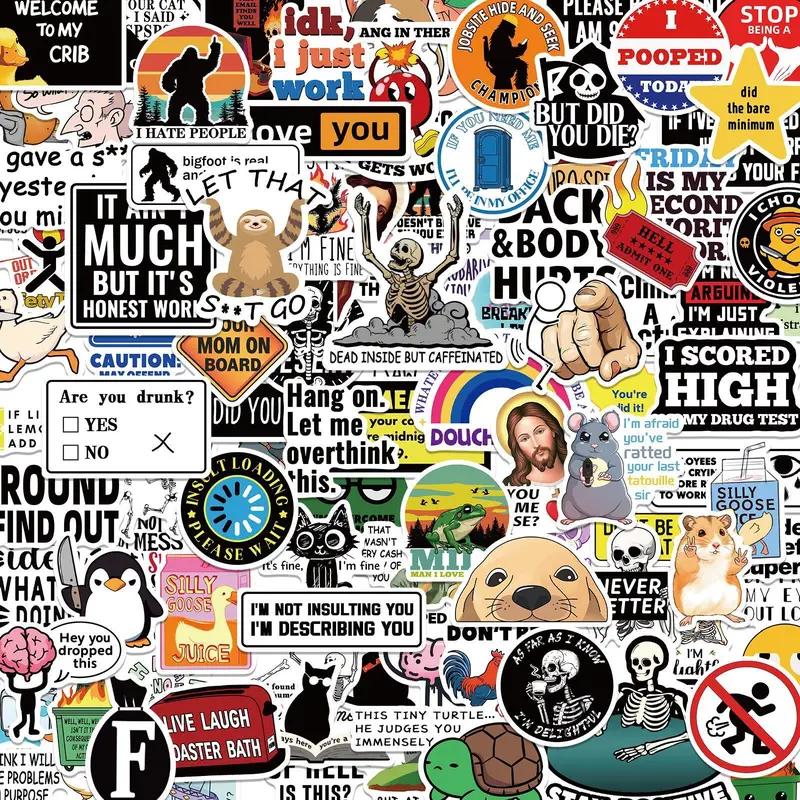 200 Funny Prank Meme Stickers, DIY Scrapbook Notebook Skateboard Decals, Fun Graffiti Stickers for Creative Projects, Printed Design, Funny Stickers Pack